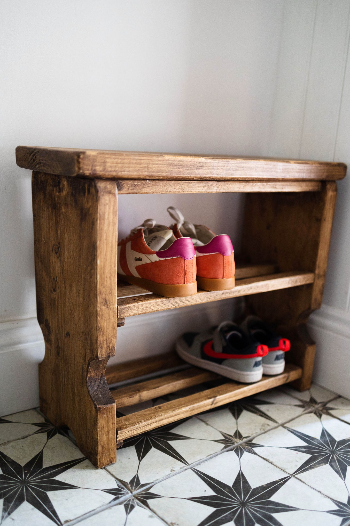 Shoe Rack with Heart Carving