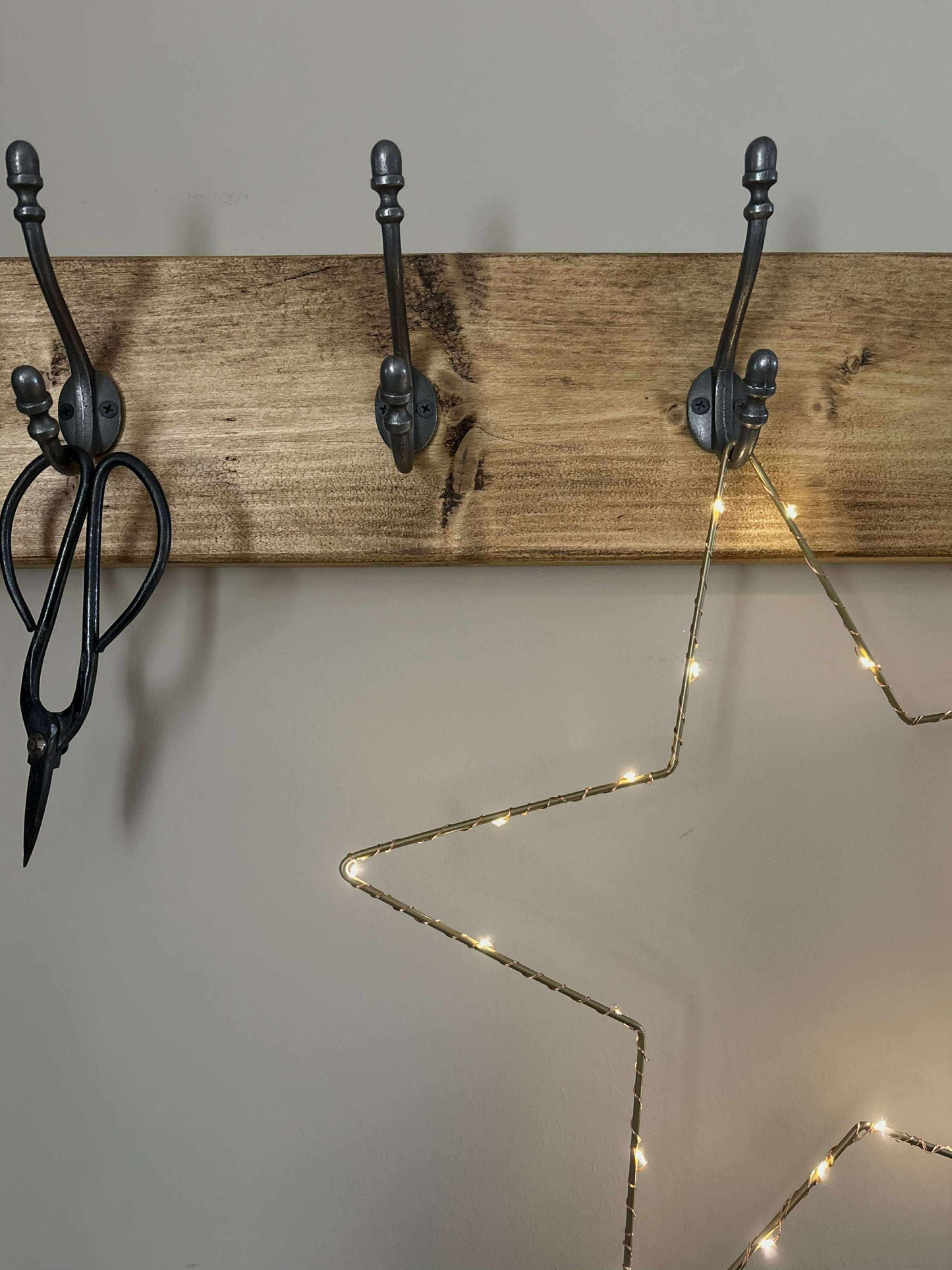 Coat Rack with Cast Iron Hooks
