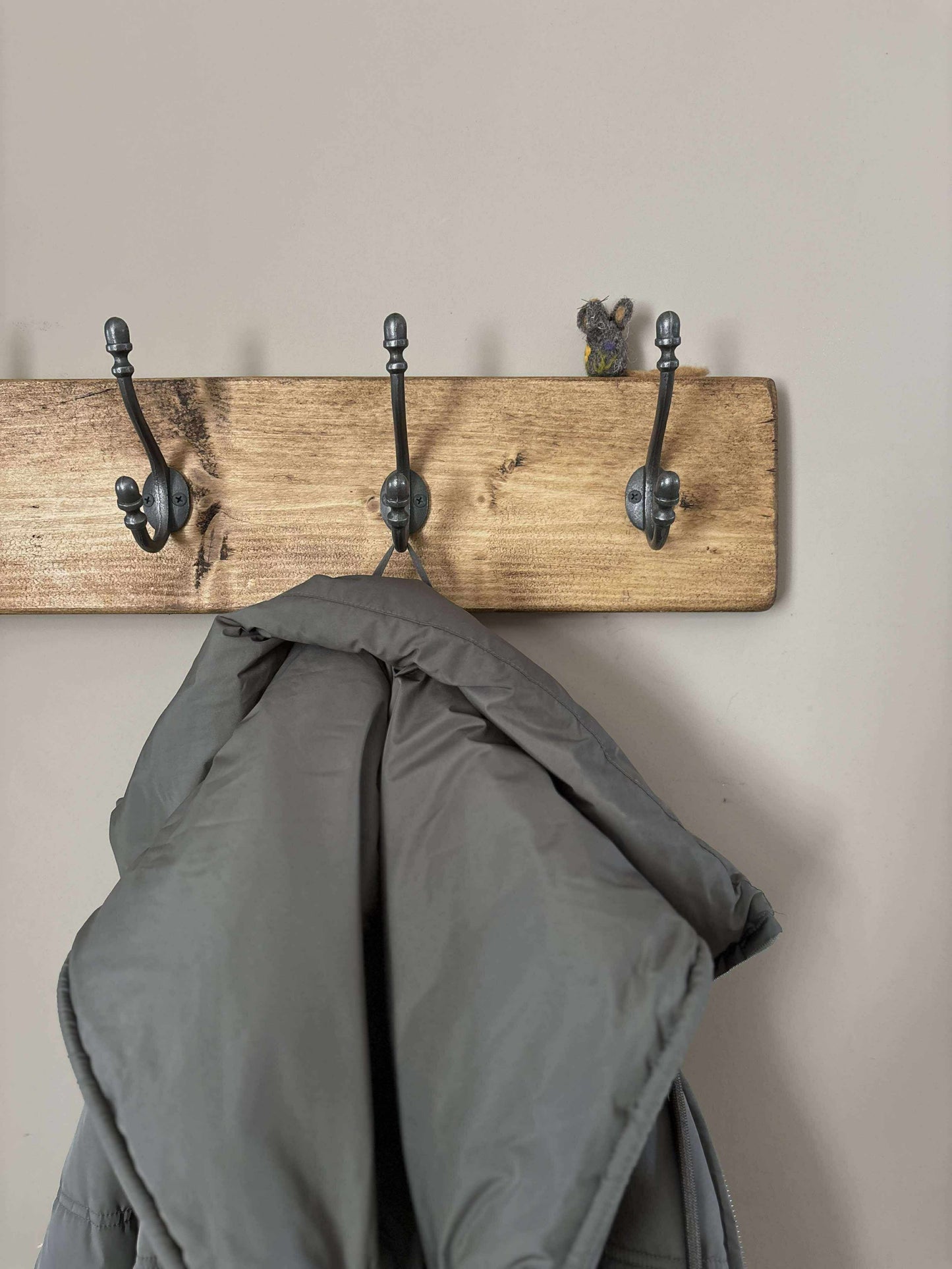 Coat Rack with Cast Iron Hooks