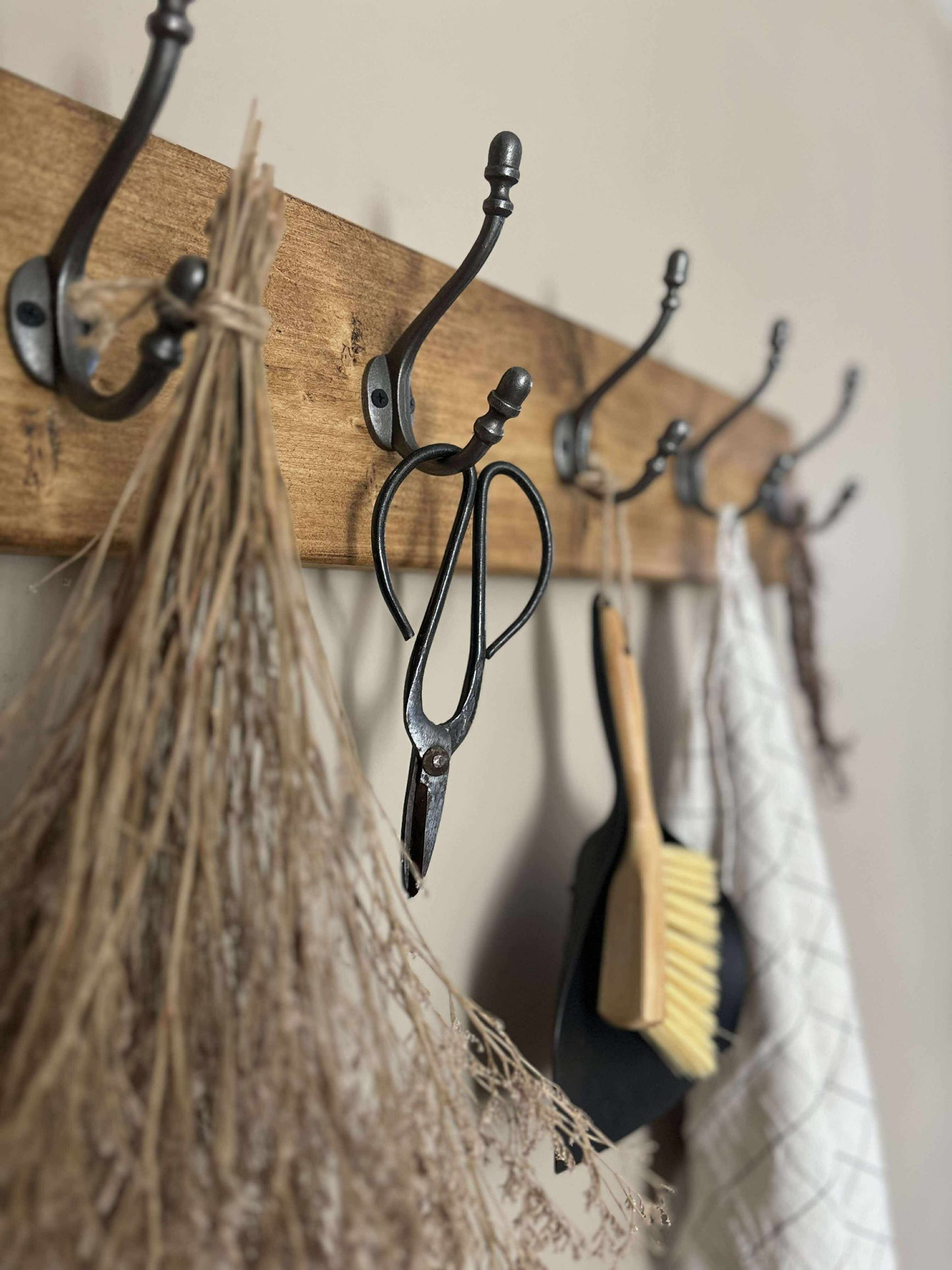 Coat Rack with Cast Iron Hooks