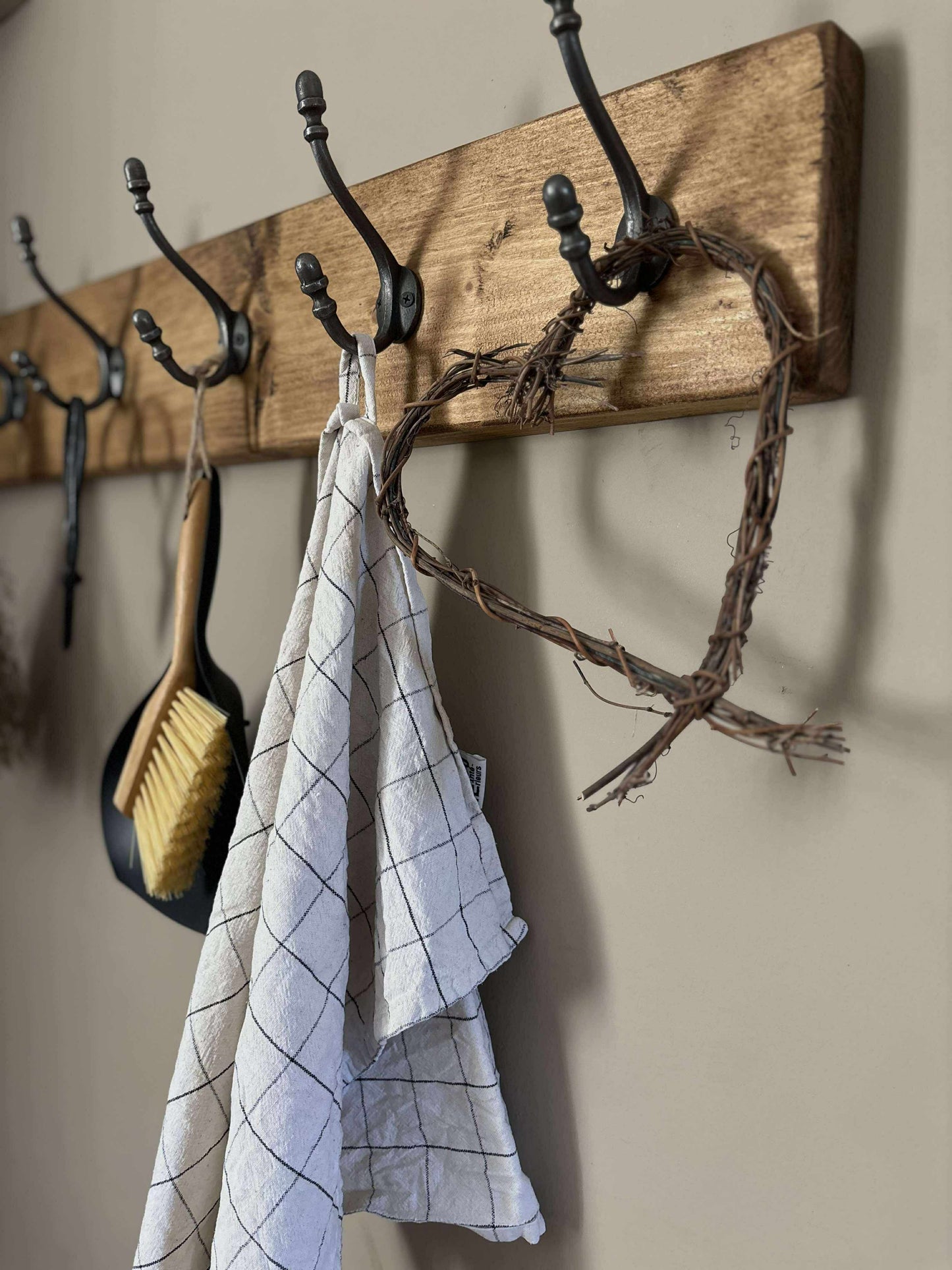 Coat Rack with Cast Iron Hooks