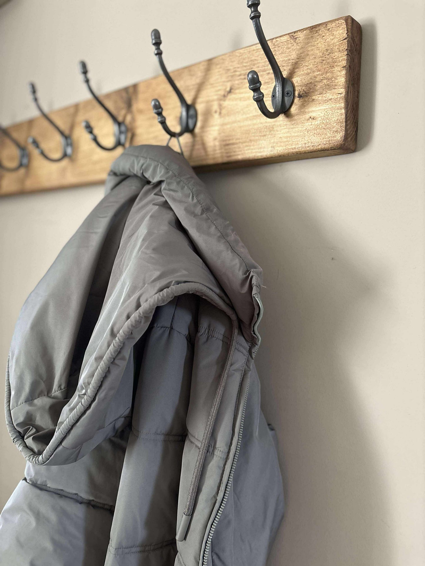 Coat Rack with Cast Iron Hooks