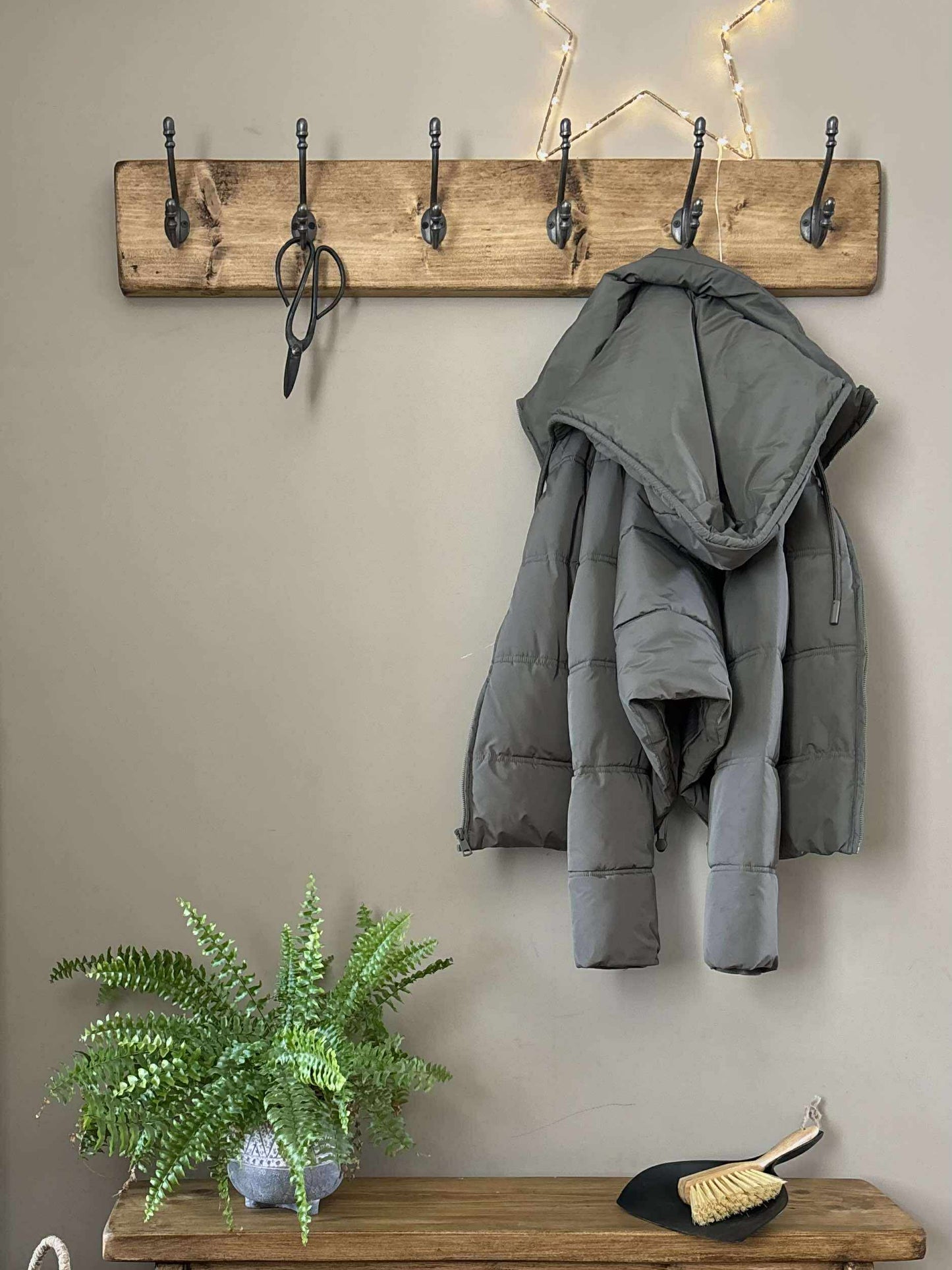 Coat Rack with Cast Iron Hooks