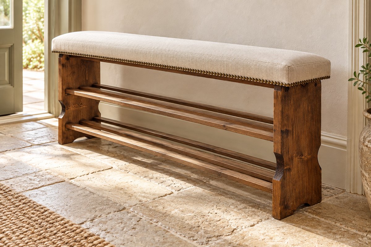 Shoe Rack Bench with Handmade Cushion