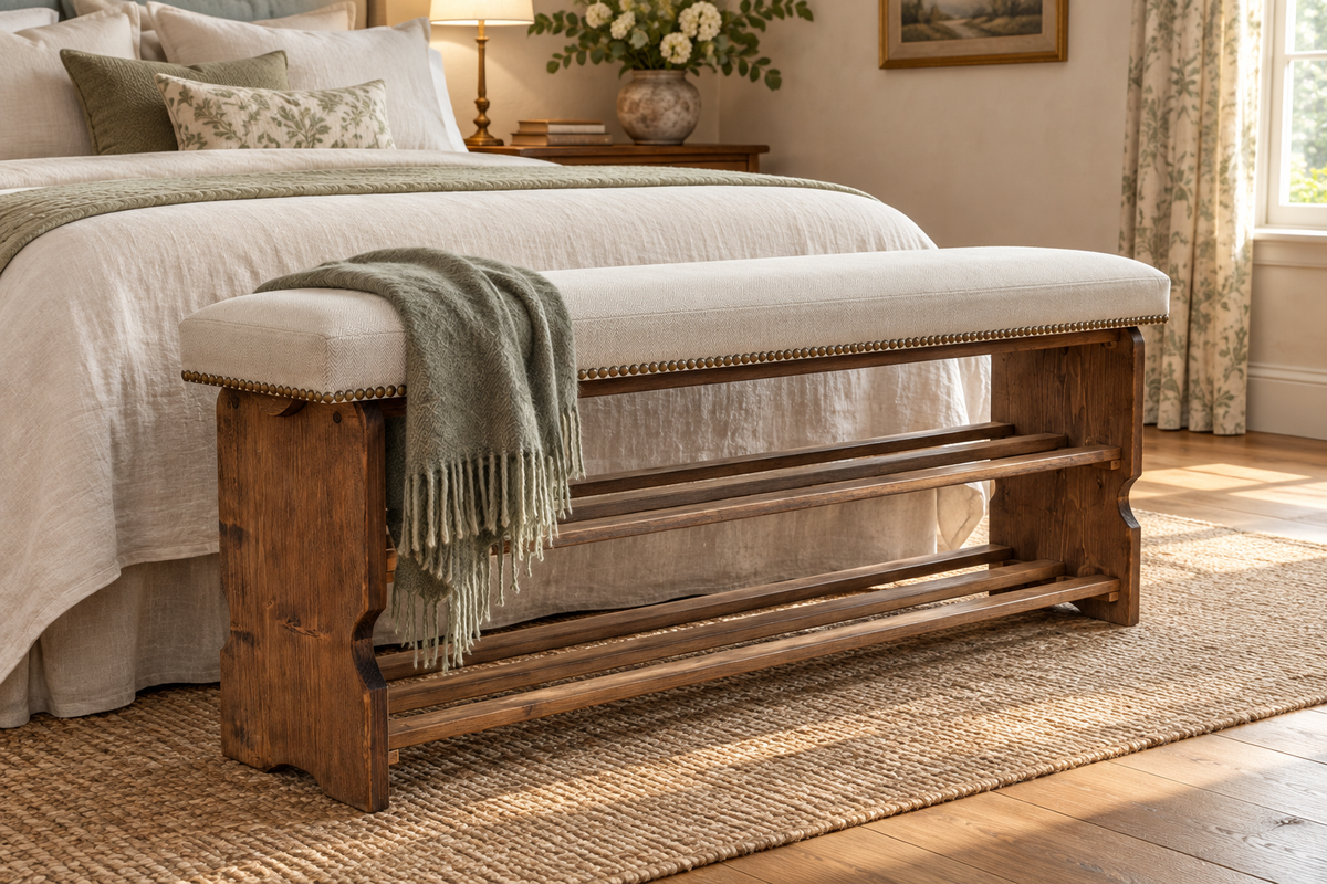 Shoe Rack Bench with Handmade Cushion