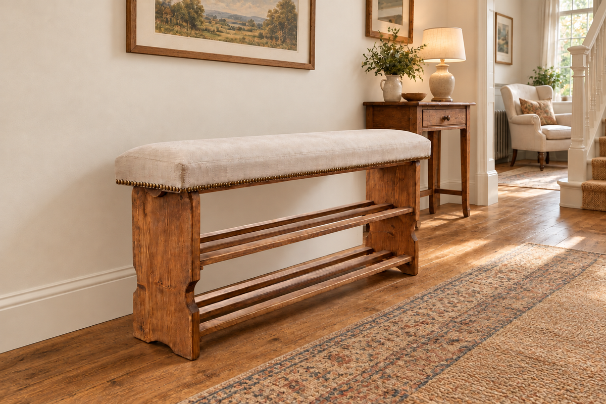 Shoe Rack Bench with Handmade Cushion